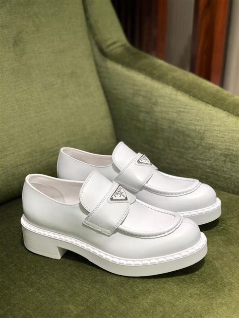 prada brushed leather loafers white|are Prada loafers comfortable.